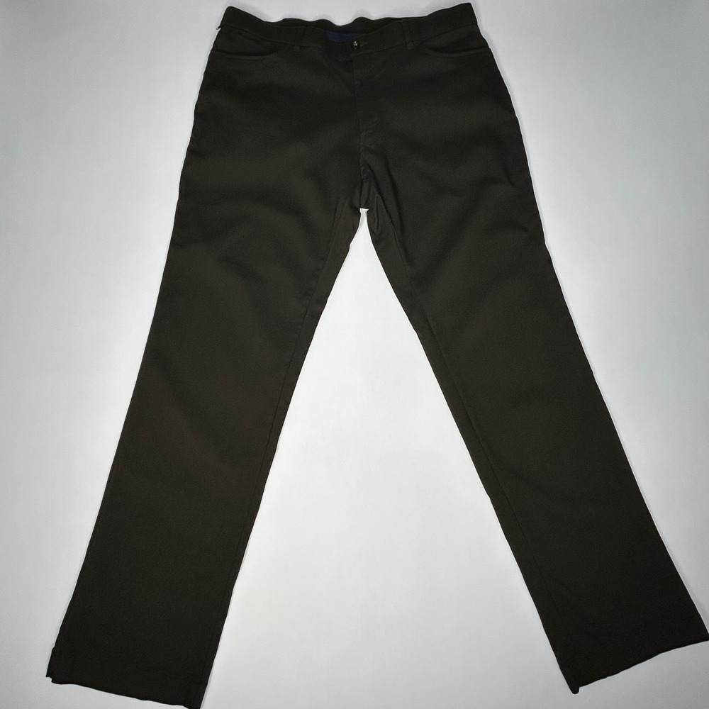 Tommy Hilfiger Mens Stretch Twill Pants Brown Olive Flat Front 33x30